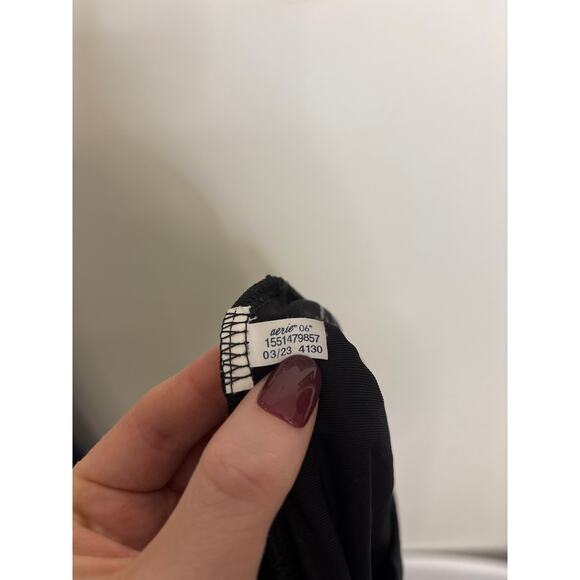 Aerie Bikini Bottom Womens Large Black Crossover High Cut Cheeky UPF 50 - Picture 5 of 5